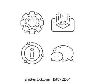 Augmented reality phone line icon. Chat bubble, info sign elements. VR simulation sign. 3d view symbol. Linear augmented reality outline icon. Information bubble. Vector