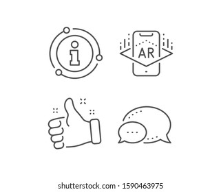 Augmented reality phone line icon. Chat bubble, info sign elements. VR simulation sign. 3d view symbol. Linear augmented reality outline icon. Information bubble. Vector