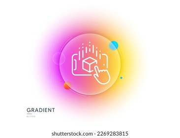 Augmented reality phone line icon. Gradient blur button with glassmorphism. VR simulation sign. 3d cube symbol. Transparent glass design. Augmented reality line icon. Vector