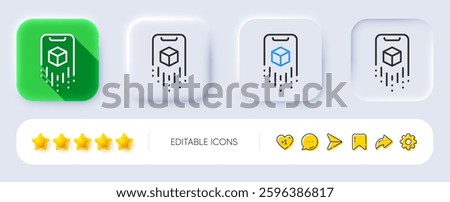 Augmented reality phone line icon. Neumorphic, Flat shadow, 3d buttons. VR simulation sign. 3d cube symbol. Line augmented reality icon. Social media icons. Vector