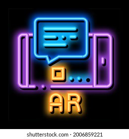 augmented reality in phone neon light sign vector. Glowing bright icon augmented reality in phone sign. transparent symbol illustration