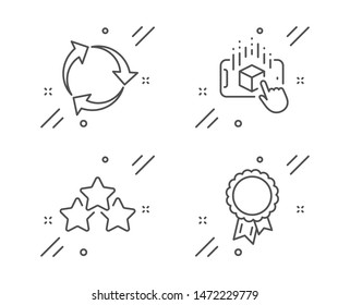 Augmented reality, Ranking stars and Recycle line icons set. Success sign. Phone simulation, Winner award, Recycling waste. Award reward. Business set. Line augmented reality outline icon. Vector