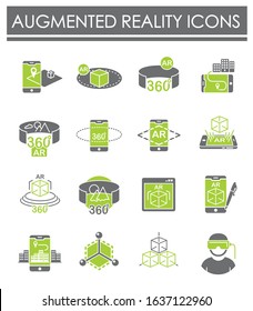 Augmented reality related icons set on background for graphic and web design. Creative illustration concept symbol for web or mobile app.