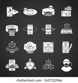 Augmented reality related icons set on background for graphic and web design. Creative illustration concept symbol for web or mobile app.