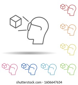 Augmented reality, smart glasses, object in multi color style icon. Simple thin line, outline vector of augmented reality icons for ui and ux, website or mobile application