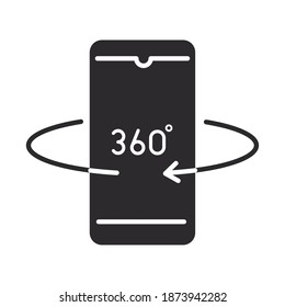 realidad aumentada smartphone 360 grados rotación ilustración estilo de silueta vectorial