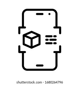 Augmented reality smartphone app outline vector icon isolated on white background. AR and VR line icon for web design, mobile apps, ui design and print. Futuristic technology business concept