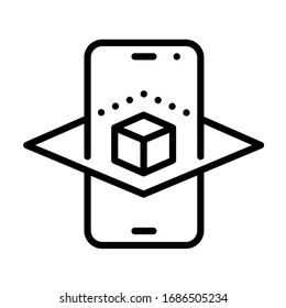 Augmented reality smartphone app outline vector icon isolated on white. AR and virtual reality linear icon for web design, mobile apps, ui design and print. Futuristic technology business concept