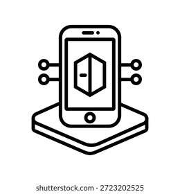 Realidade aumentada Tecnologia Smartphone Linha Arte Ícone Vetor Ilustração