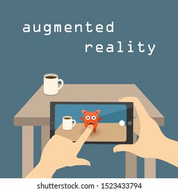 Augmented reality in smartphone. Vector illustration