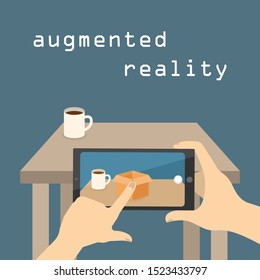 Augmented reality in smartphone. Vector illustration