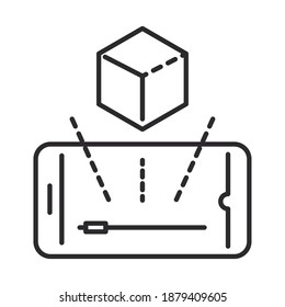 augmented reality smartphone view cube 3d vector illustration line style