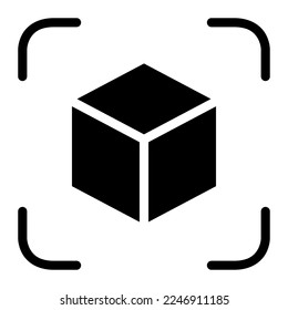 Augmented Reality in Solid Glyph Icon. Cube, Isometric Symbol
