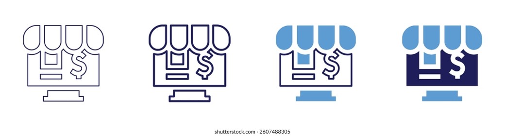 Augmented reality store icon in 4 different styles. Thin Line, Line, Bold Line, Duotone. Duotone style. Editable stroke.