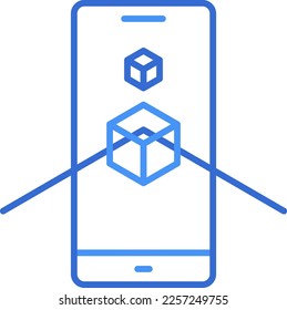 Augmented reality technology icon with blue duotone style. Computing, diagram, download, file, folder, graph, laptop . Vector illustration