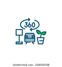 Tecnología de realidad aumentada utilizada en la compra de diseño interior. Icono de color de línea de píxeles perfecto, modificable