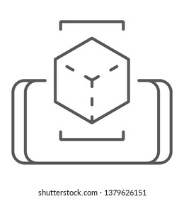 Augmented reality thin line icon, digital and game, virtual reality sign, vector graphics, a linear pattern on a white background, eps 10.
