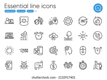 Augmented reality, Time management and Elastic line icons. Collection of Scroll down, Contactless payment, Engineering icons. Favorite, Sms, Chemistry lab web elements. Online education. Vector