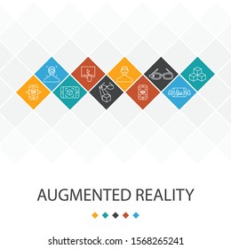 Augmented reality trendy UI template infographics concept. Facial Recognition, AR app, AR game, Virtual Reality icons