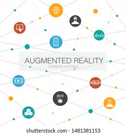 Augmented reality trendy web template with simple icons. Contains such elements as Facial Recognition, AR app, AR game, Virtual Reality icons