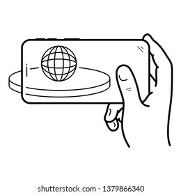 Augmented reality. Vector outline icon isolated on white background.