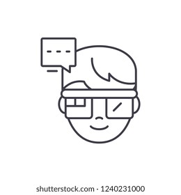 Augmented reality vision glasses line icon concept. Augmented reality vision glasses vector linear illustration, symbol, sign