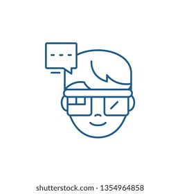 Augmented reality vision glasses line icon concept. Augmented reality vision glasses flat  vector symbol, sign, outline illustration.