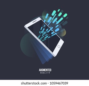 Augmented Reality Visual Technology. Stylized icon of a new device virtual augmented reality. Vector illustration digital AR technology future.