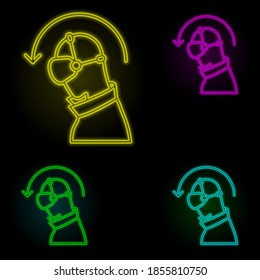 Augmented Reality, vr, man, Neigung neon Farbe gesetzt Symbol. Einfache dünne Linie, Umriss-Vektorgrafik erweiterter Reality-Symbole für ui und ux, Website oder mobile Anwendungen