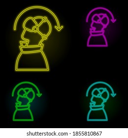 Realidad aumentada, vr, man, incline el icono del conjunto de colores del neón. Línea delgada simple, vector de contorno de iconos de realidad aumentada para ui y ux, sitio web o aplicación móvil