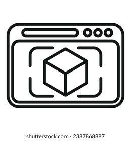 Augmented reality web interface icon outline vector. Digital display. Cube reality