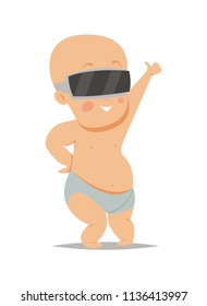 Augmented reality.Little boy.Cartoon style.Vector illustration.Smart technology in action.