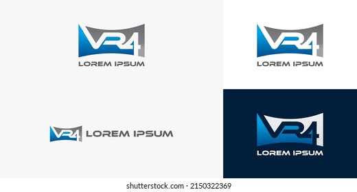 Augmented Reality Logo intial v und r und 4 Logo Premium Vektorgrafik
