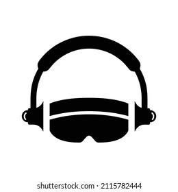 Augmented, virtual reality, vr icon. Black vector graphics.