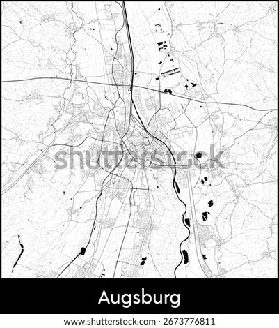Augsburg city map, Germany - Topographic vector map poster