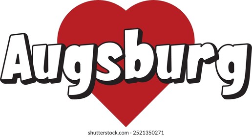Augsburg city ​​text with red heart suitable for logo or design