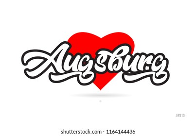 augsburg city text design with red heart typographic icon design suitable for touristic promotion