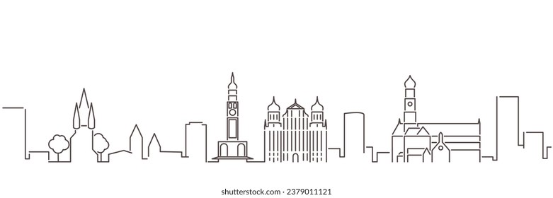 Augsburg Dark Line Simple Minimalist Skyline With White Background