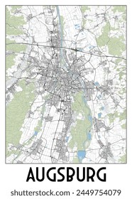 Augsburg Germany map poster art