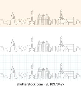 Augsburg Handgezeichnetes Profil Skyline