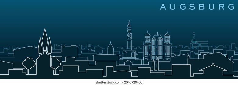 Augsburg Multiple Lines Skyline and Landmarks