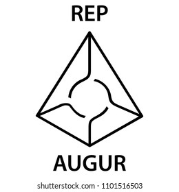 Augur Coin cryptocurrency blockchain icon. Virtual electronic, internet money or cryptocoin symbol, logo