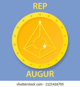 Augur Coin cryptocurrency blockchain icon. Virtual electronic, internet money or cryptocoin symbol, logo