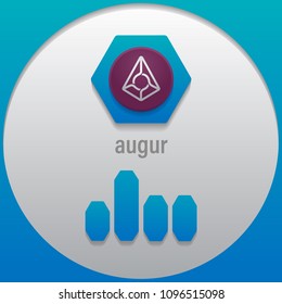 Augur. Crypto currency sign emblem color with a bar graph. Use for logos, icon, print products, page, design web site and mobile app. Vector illustration.