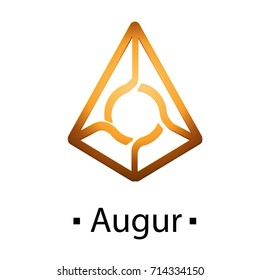 Augur cryptocurrency golden icon. Vector illustration isolated on white background.