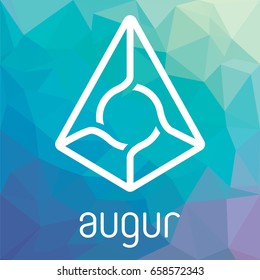 Augur REP open-source crypto currency coin on blockchain technology. Augur vector logo icon, sign for print and web. 