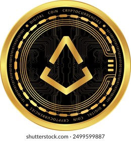 augur-rep cryptocurrency drawings on abstract background. 3d illustrations.