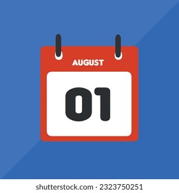 august 01 vector icon calendar Date, day and month Vector illustration, colorful background.