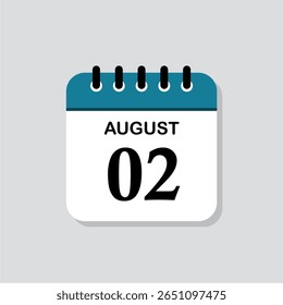 August 02 Flat Calendar Icon in Modern Style