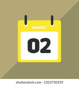 august 02 vector icon calendar Date, day and month Vector illustration, colorful background.